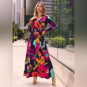 Boston Proper City Garden Surplice Floral Maxi Dress - Multicolor